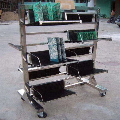 Conteneur accrochant de petit pain de chariot à carte PCB d'ESD de panier d'acier inoxydable